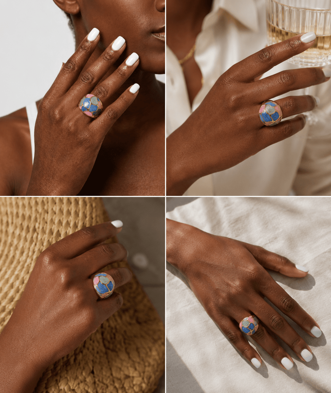 Color block Dome Ring - iceandgold