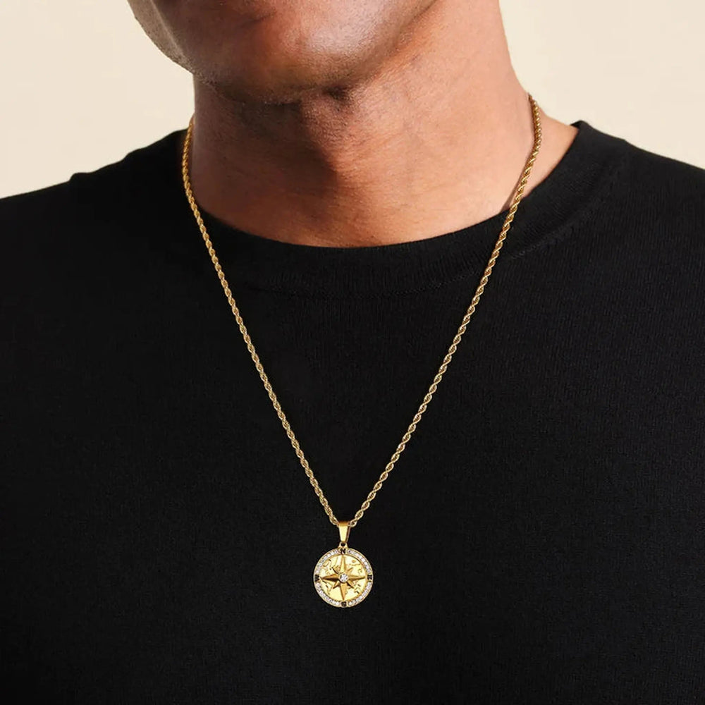 Ice & Gold Compass Pendant Necklace - iceandgold