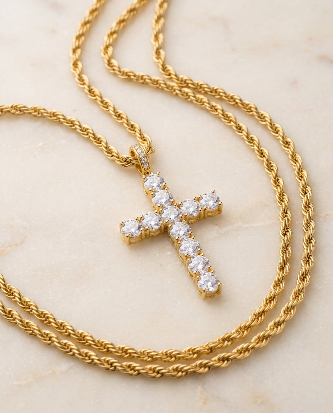 Cross Pendant with Necklace - iceandgold