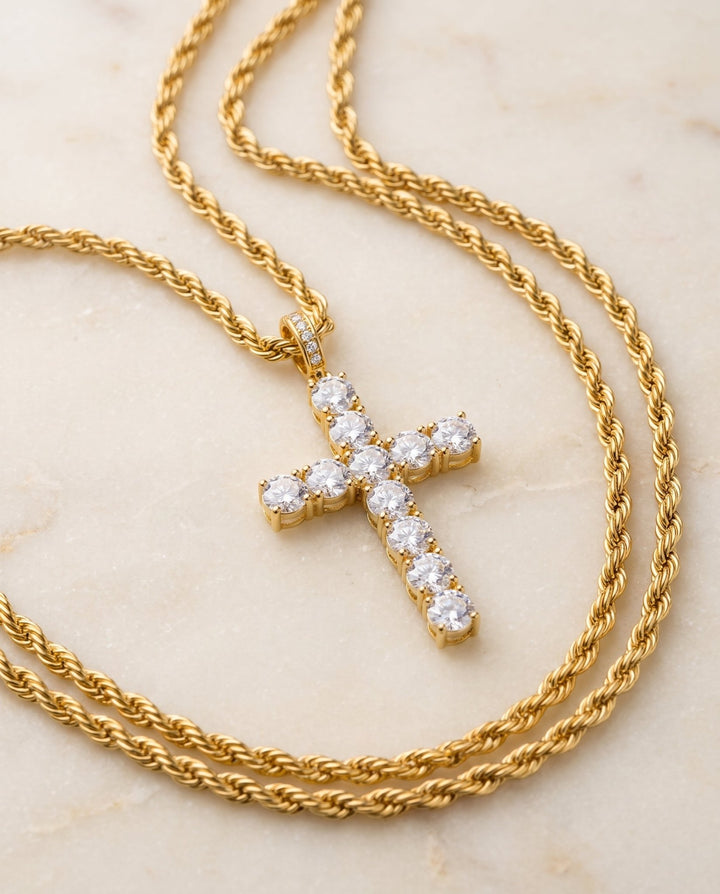 Cross Pendant with Necklace - iceandgold