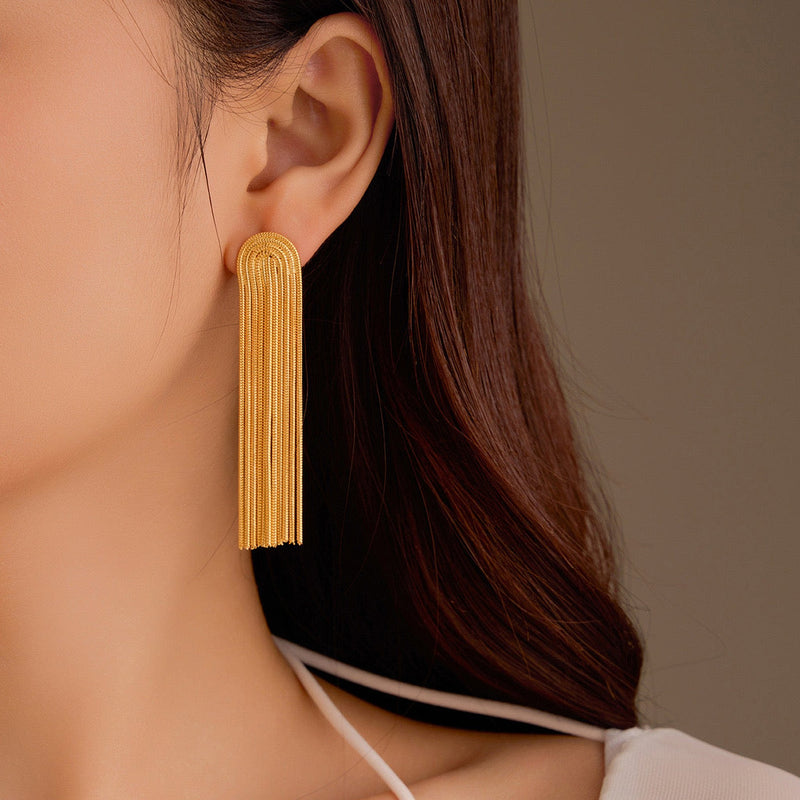 Gold Tassel Earrings - iceandgold