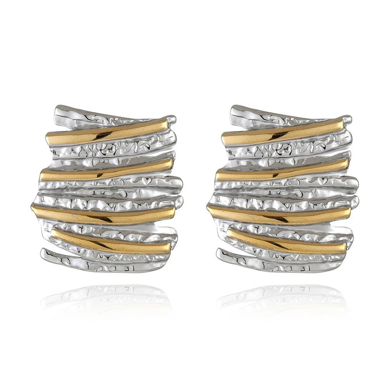 Two Tone Stripe Earrings - iceandgold