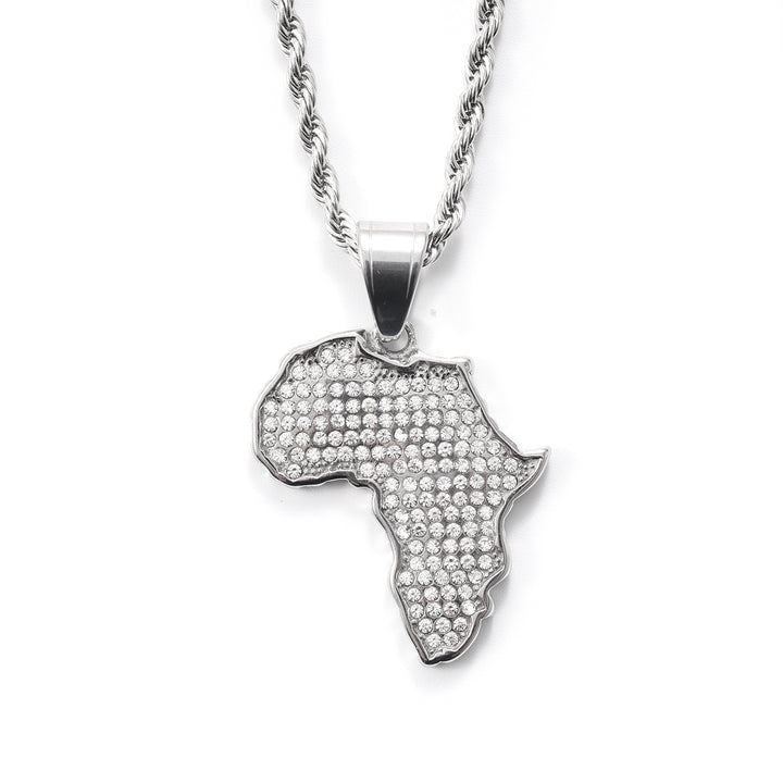 White Gold Africa Pendant and Chain