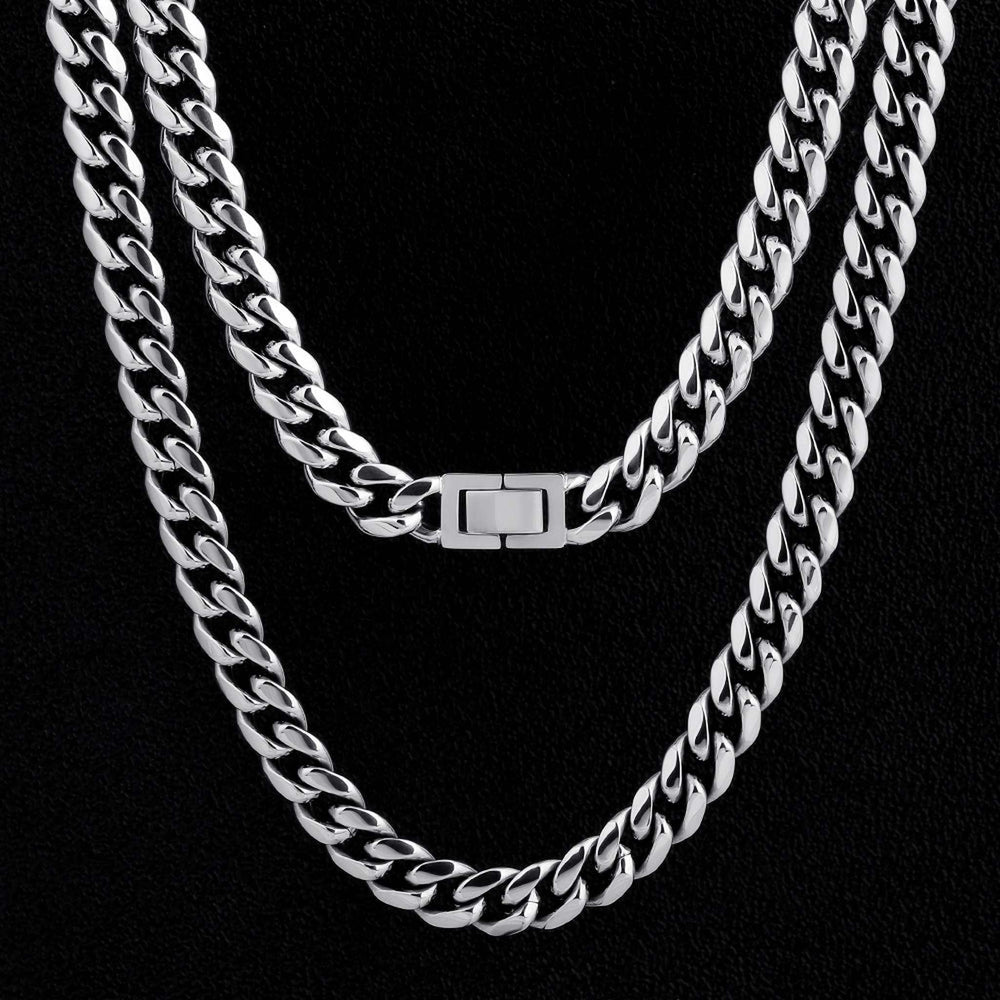 White Gold 10mm Miami Cuban Link Chain - iceandgold