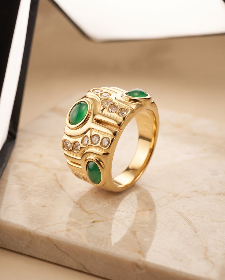 Emerald Wave Ring - iceandgold