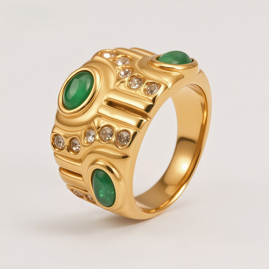 Emerald Wave Ring - iceandgold