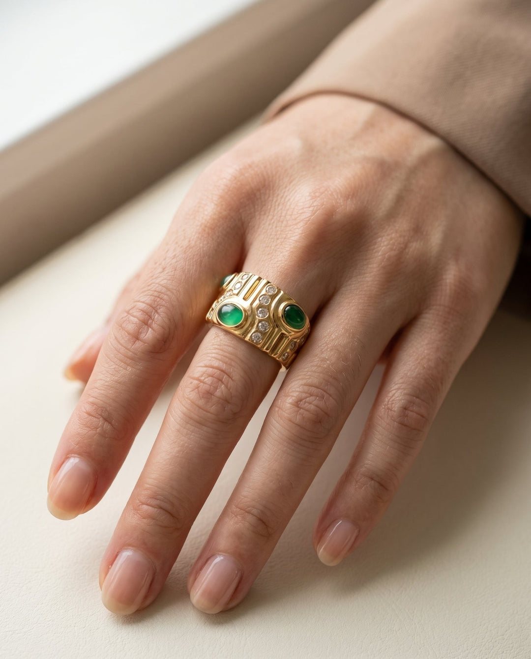 Emerald Wave Ring - iceandgold