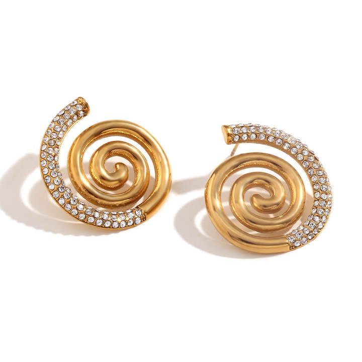 Spiral Studded Earrings - iceandgold