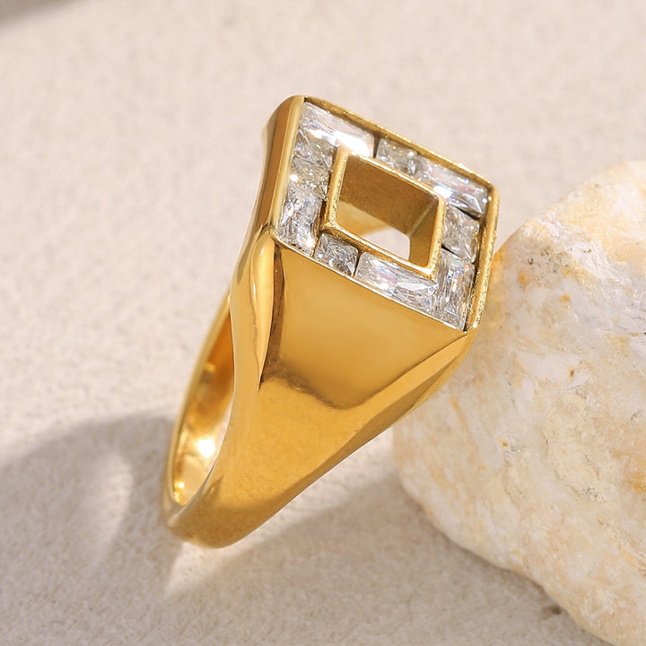 Gold Sqaure Open Ring