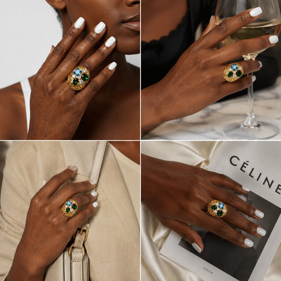 Gemstone Dome Ring - iceandgold