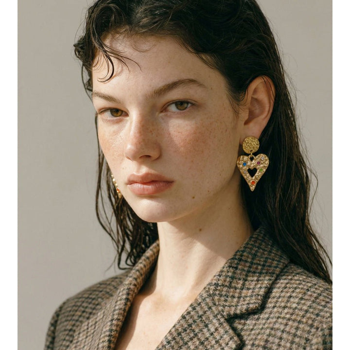 Gemstone Heart Earrings - iceandgold