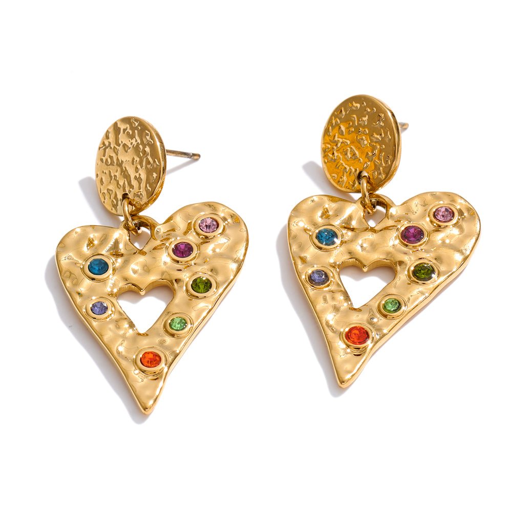 Gemstone Heart Earrings - iceandgold