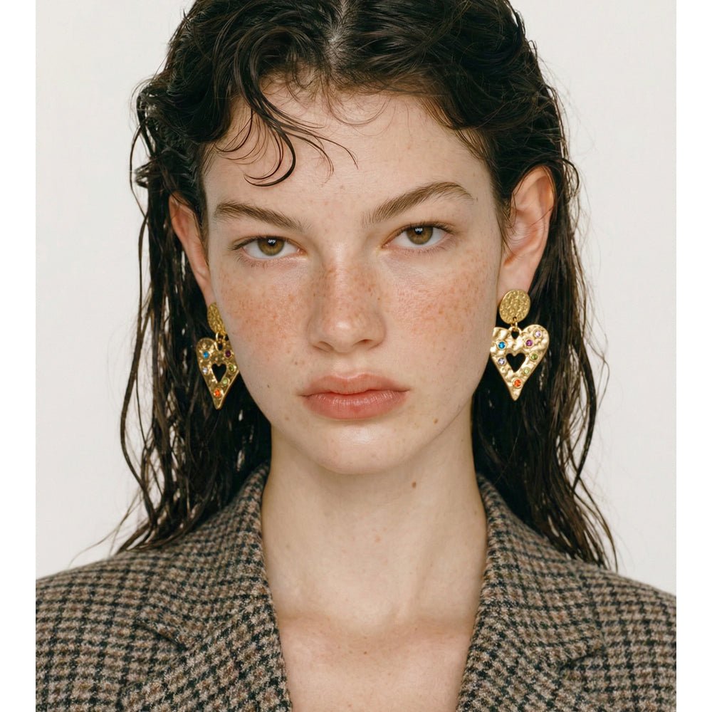 Gemstone Heart Earrings - iceandgold