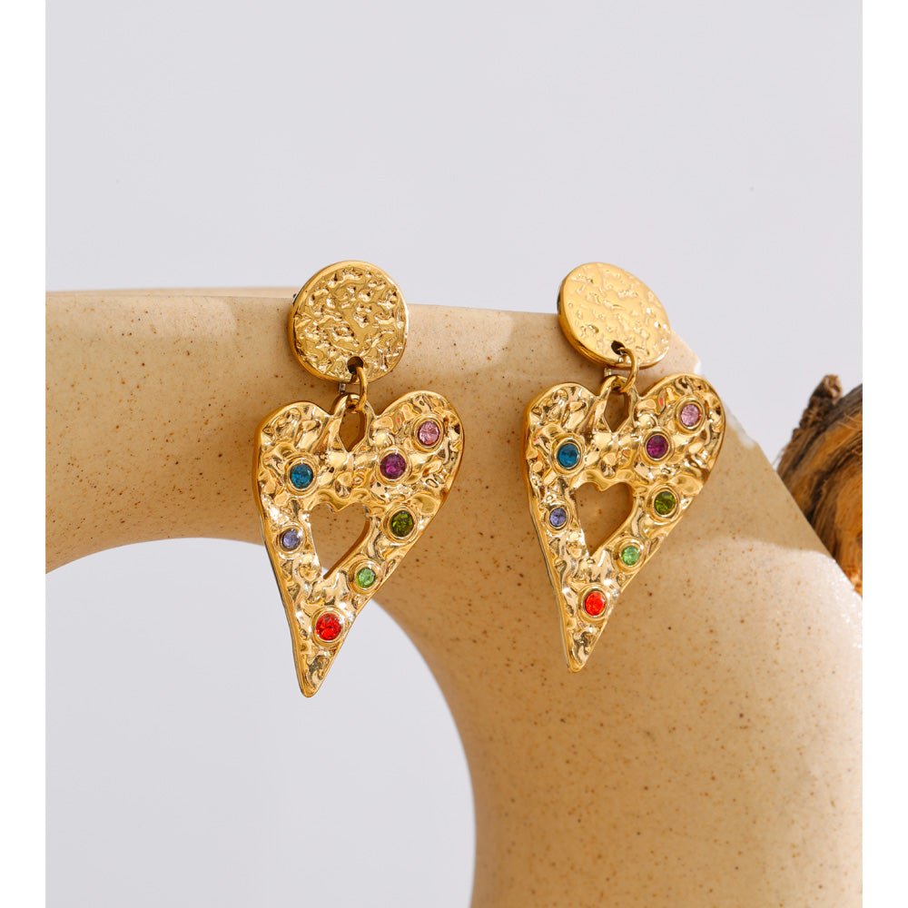 Gemstone Heart Earrings - iceandgold