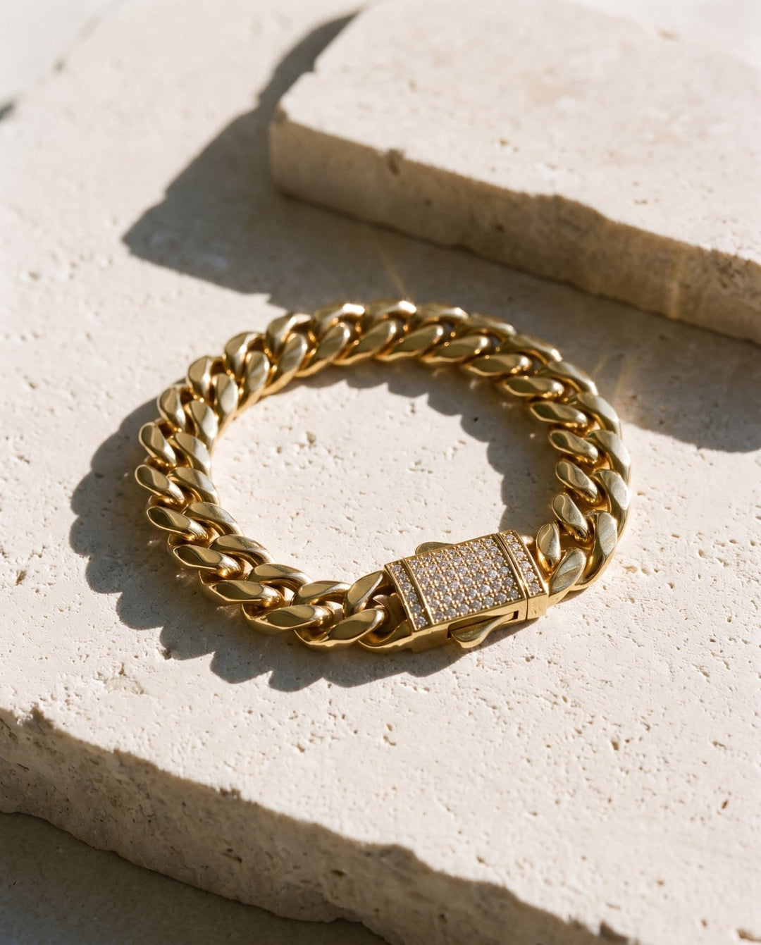 Gold 12mm Miami Cuban Link Diamond Clasp Bracelet - iceandgold