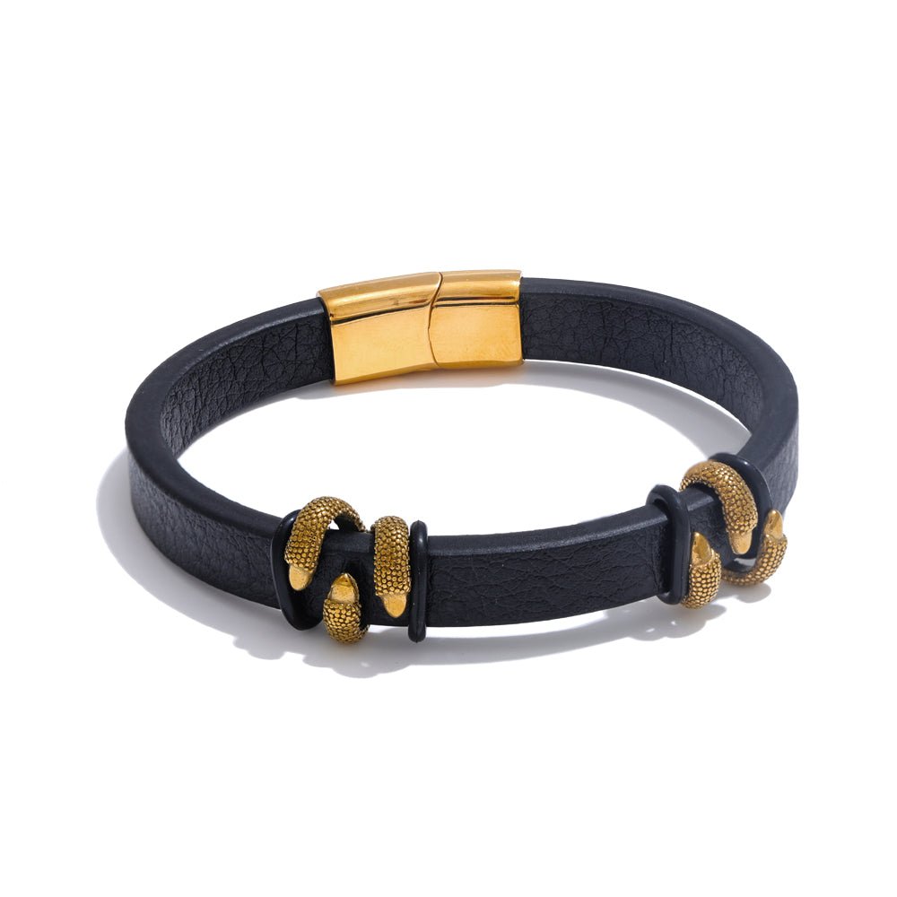 Gold Accent Leather Bracelet - iceandgold