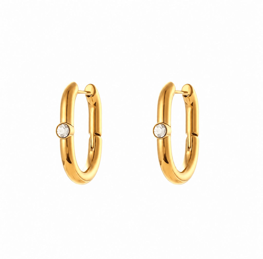 Gold Bezel Solaitaire Huggie Earrings - iceandgold