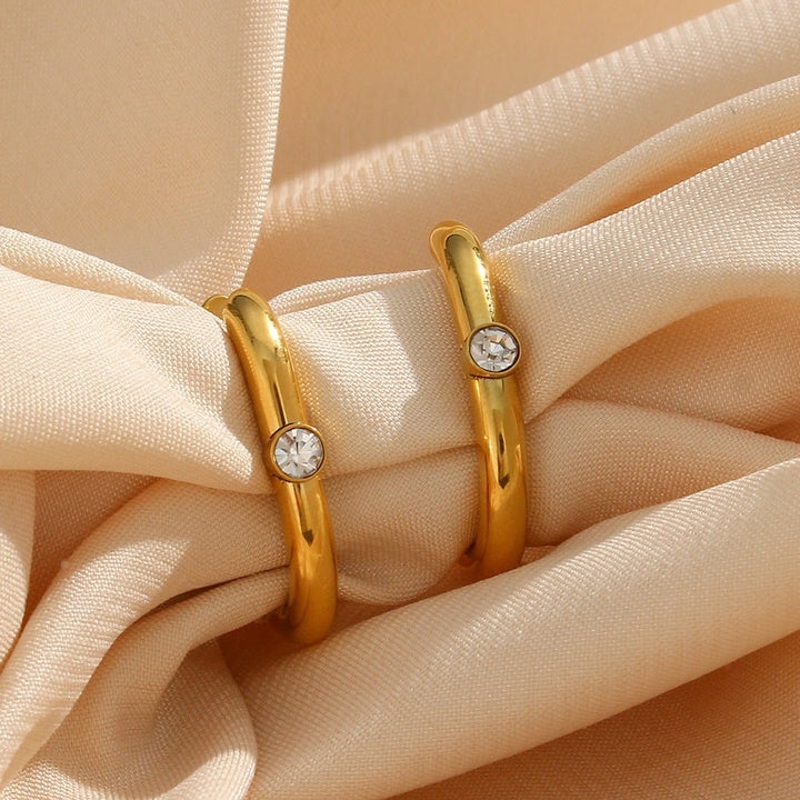 Gold Bezel Solaitaire Huggie Earrings - iceandgold