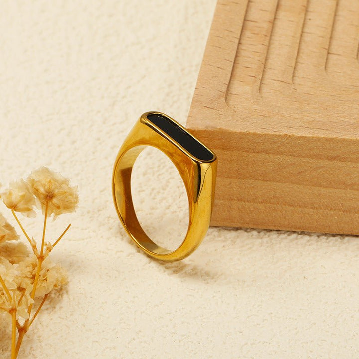 Gold Black Signet Ring - iceandgold