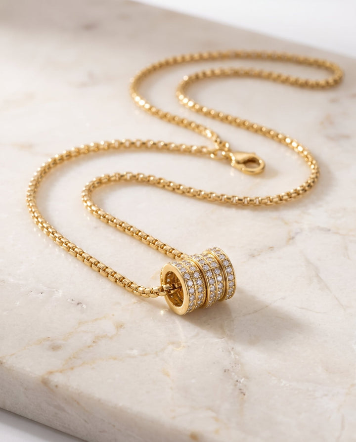 Gold Chain with Ring Pendants - iceandgold