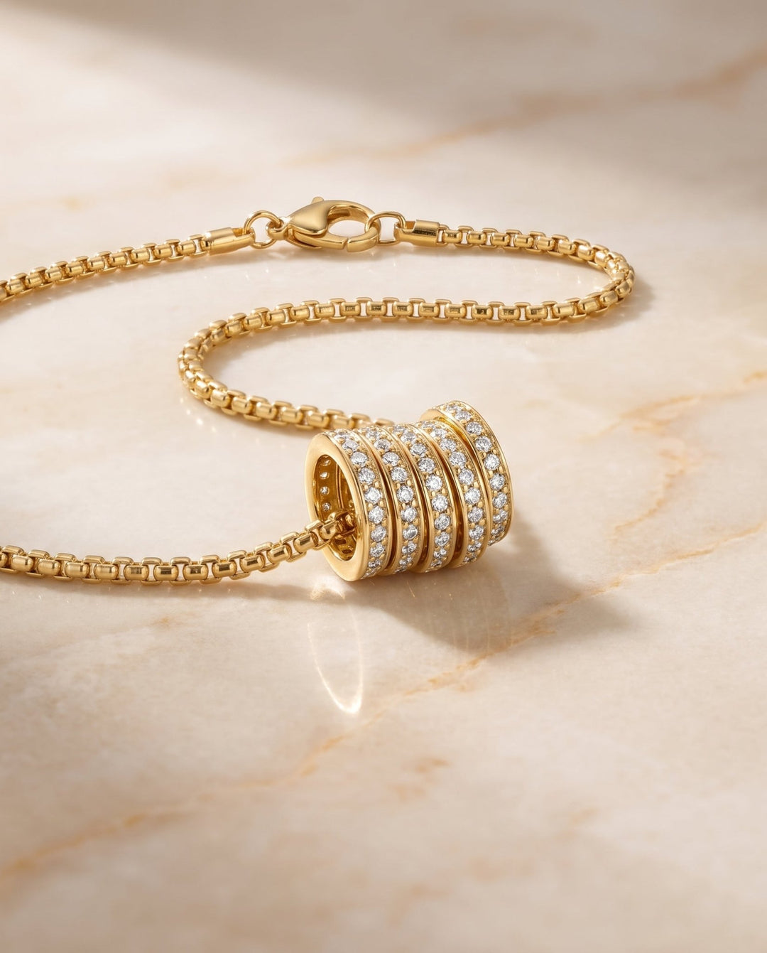 Gold Chain with Ring Pendants - iceandgold