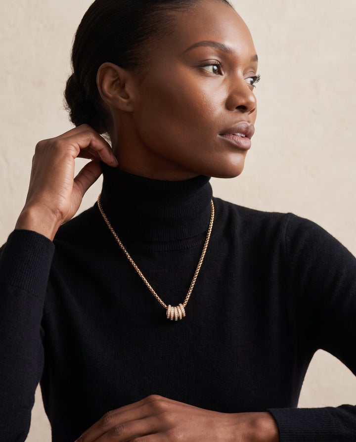 Gold Chain with Ring Pendants - iceandgold