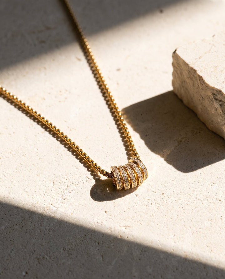 Gold Chain with Ring Pendants - iceandgold