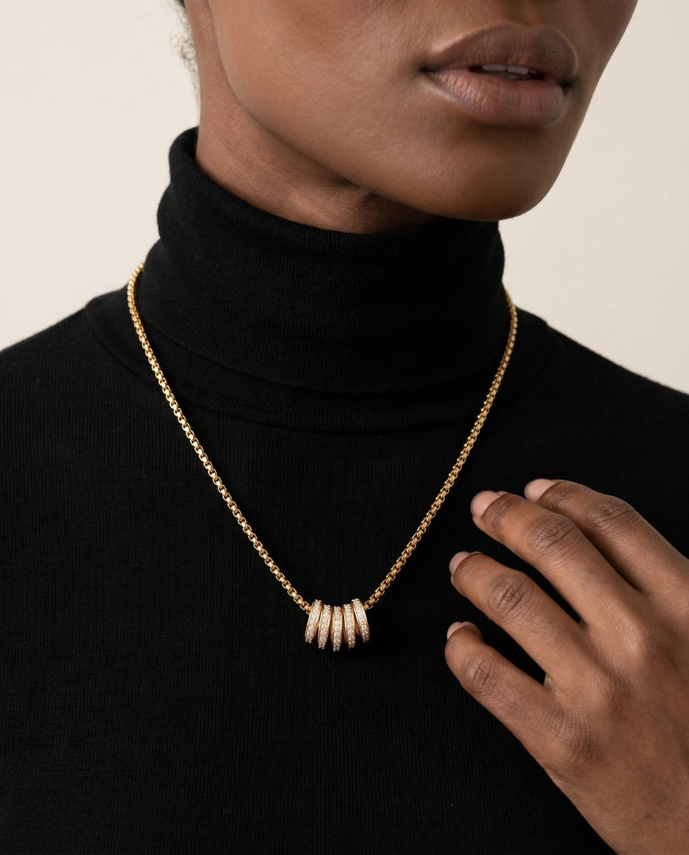 Gold Chain with Ring Pendants - iceandgold
