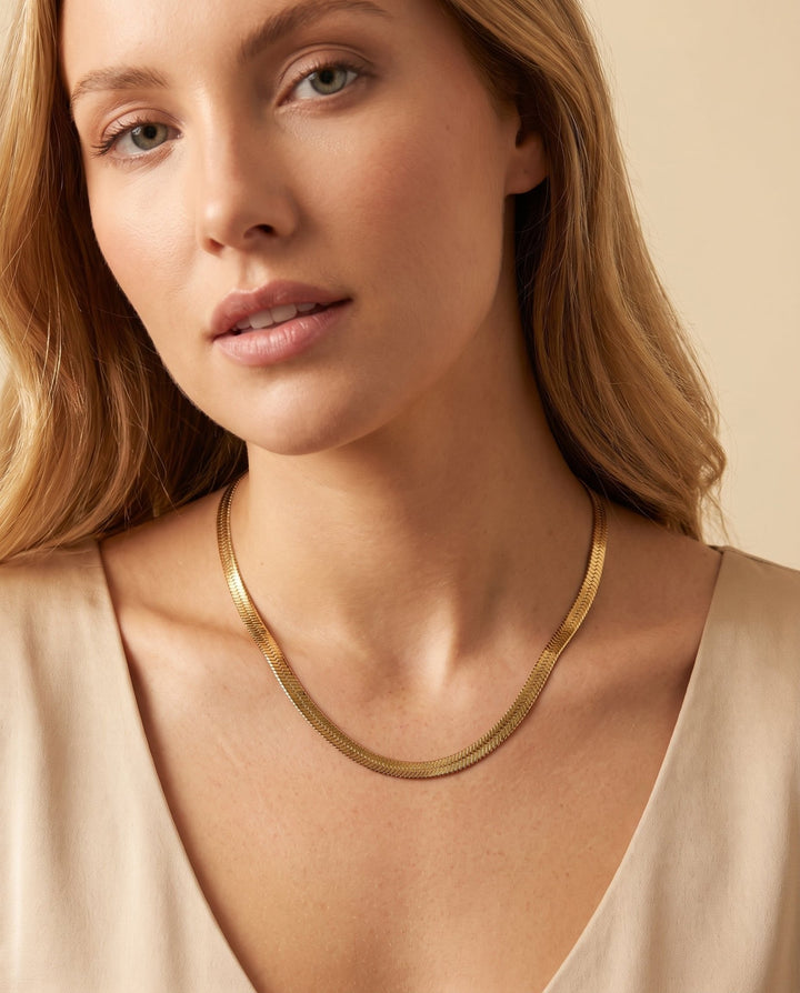 Gold Herringbone Necklace - iceandgold