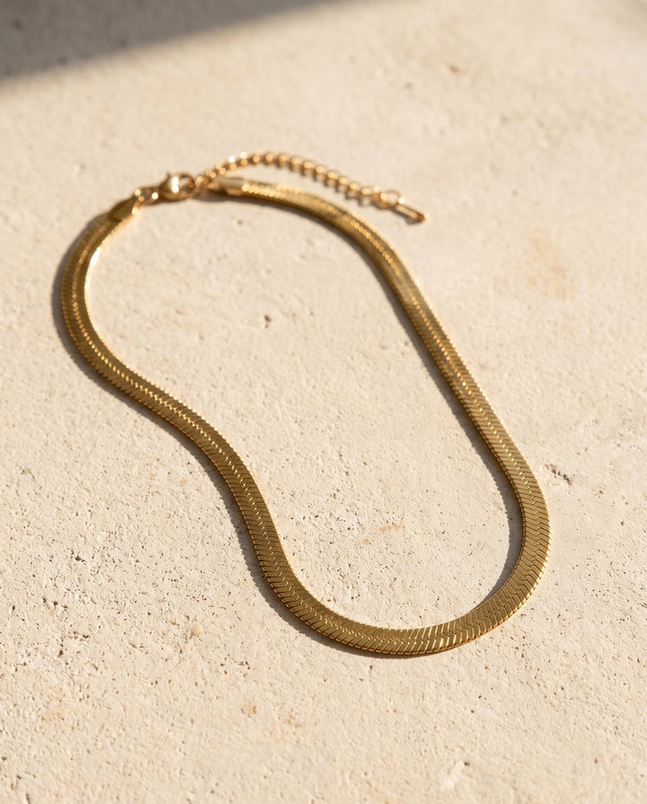 Gold Herringbone Necklace - iceandgold