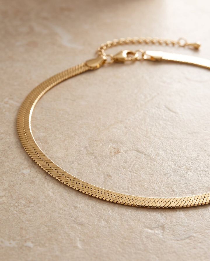 Gold Herringbone Necklace - iceandgold