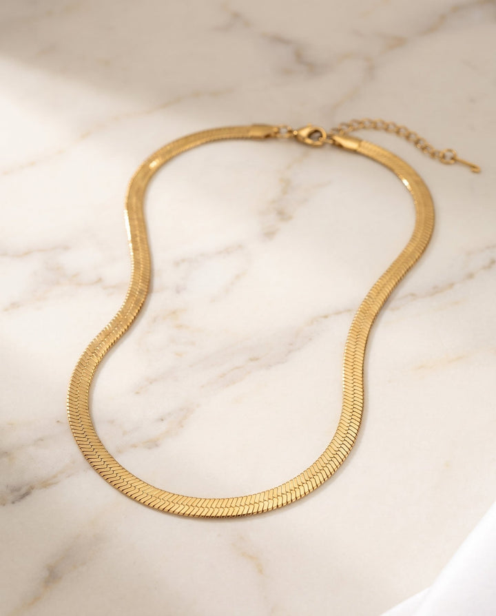 Gold Herringbone Necklace - iceandgold