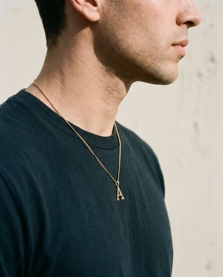 Gold Letter Pendant with Chain - iceandgold