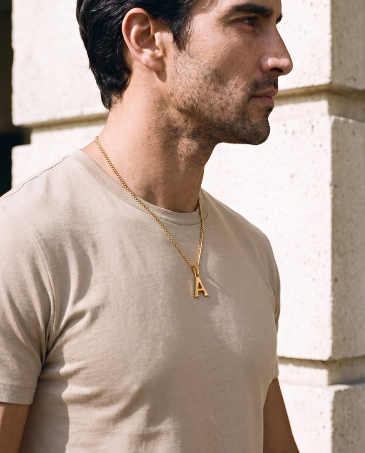 Gold Letter Pendant with Chain - iceandgold