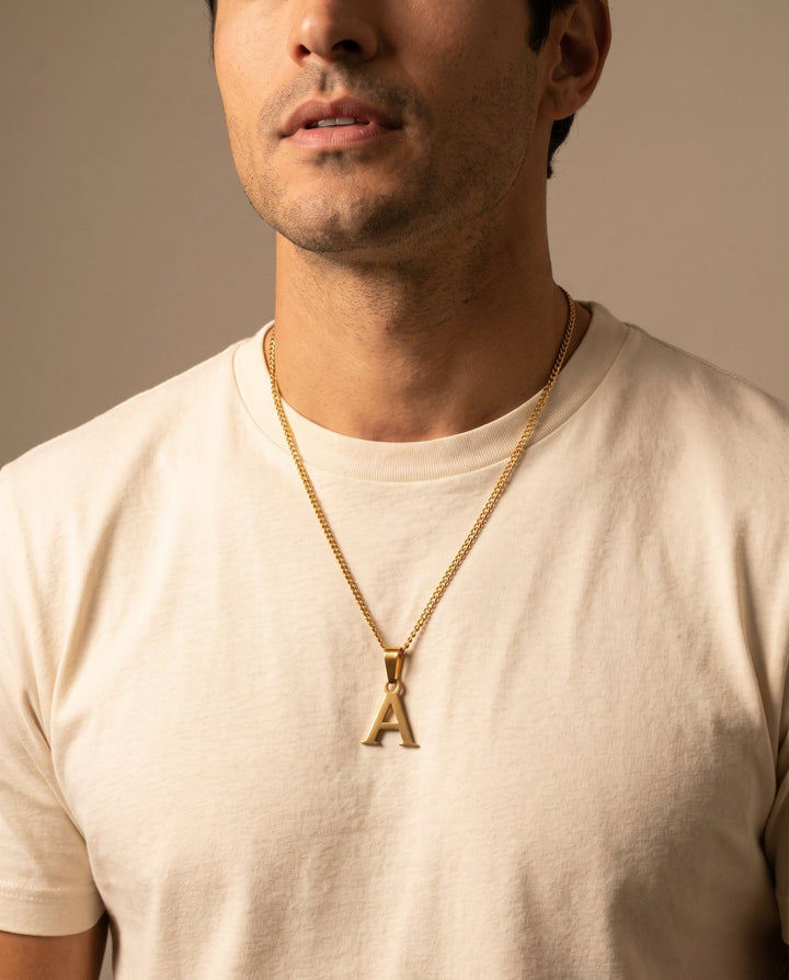 Gold Letter Pendant with Chain - iceandgold