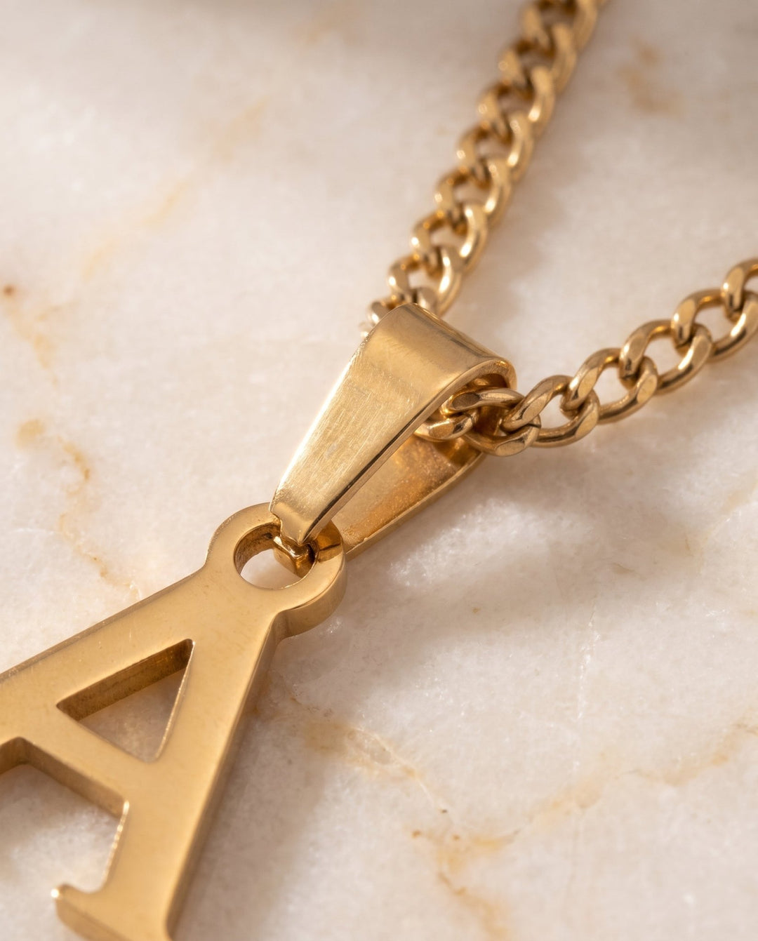 Gold Letter Pendant with Chain - iceandgold