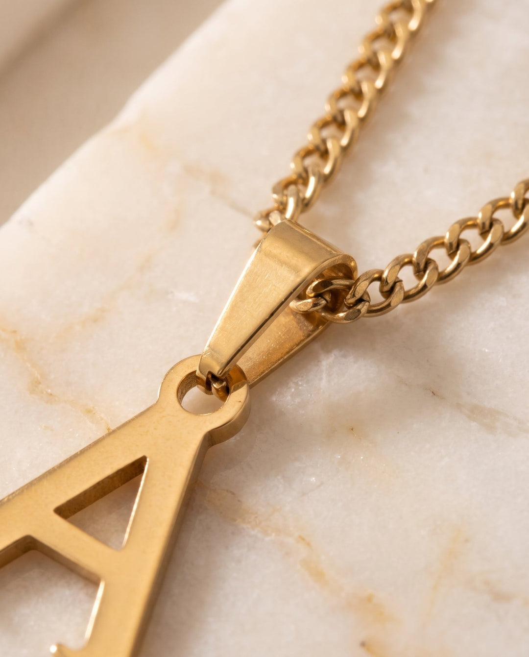 Gold Letter Pendant with Chain - iceandgold