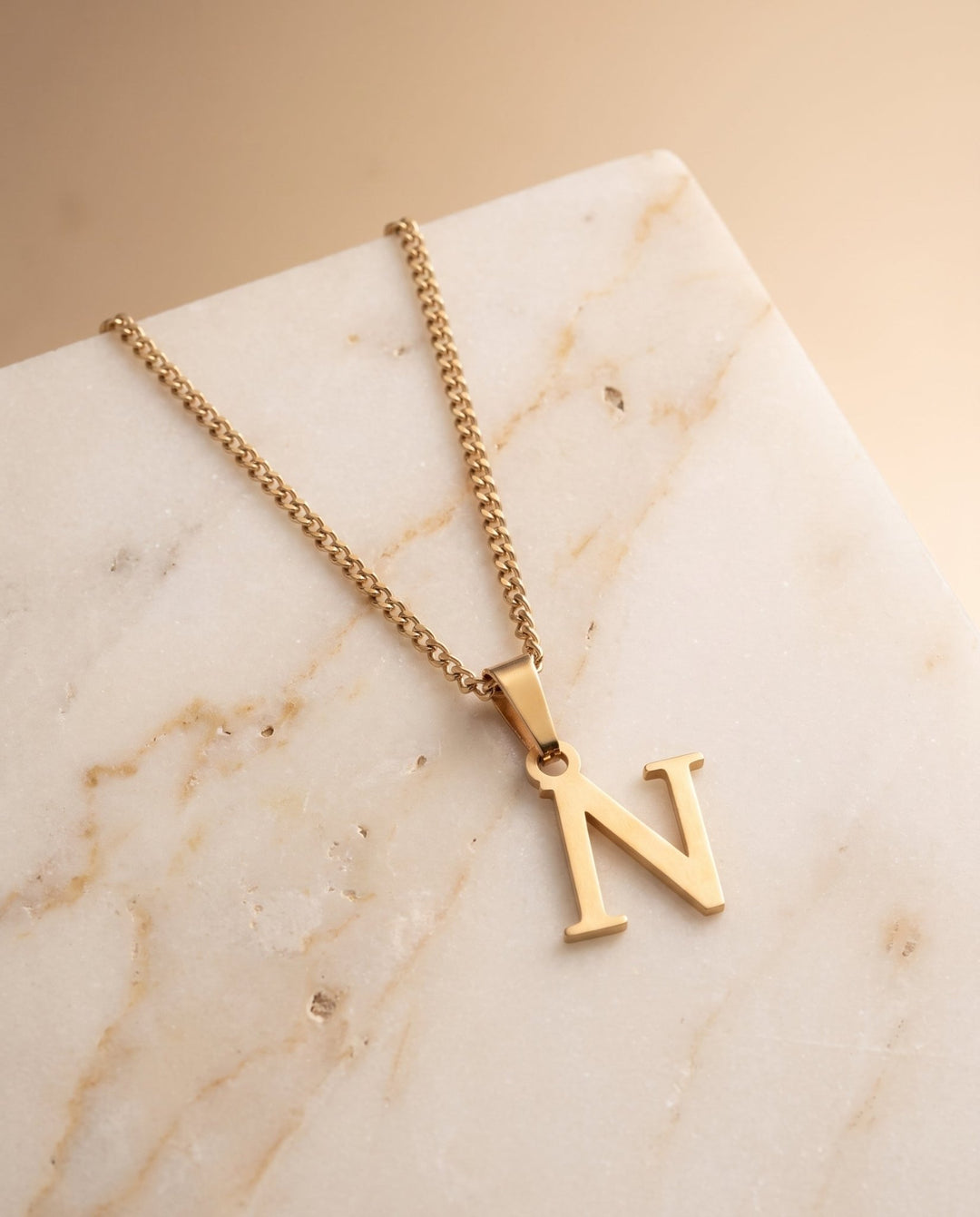Gold Letter Pendant with Cuban Chain - iceandgold