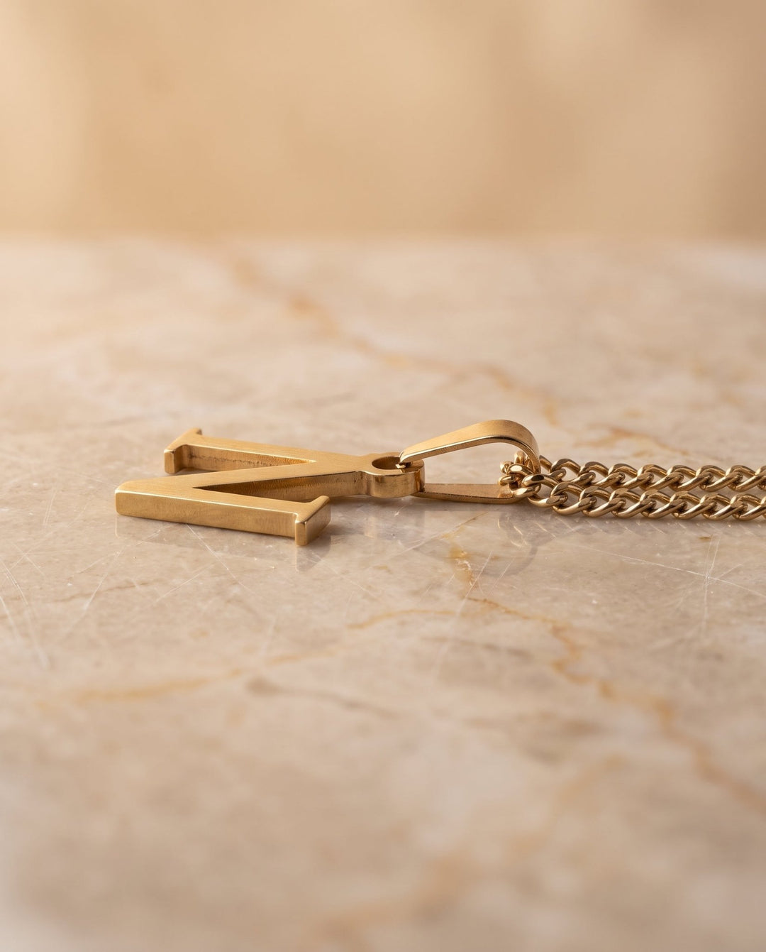 Gold Letter Pendant with Cuban Chain - iceandgold