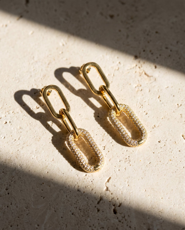 Gold Link Earrings - iceandgold