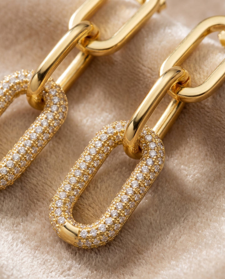 Gold Link Earrings - iceandgold