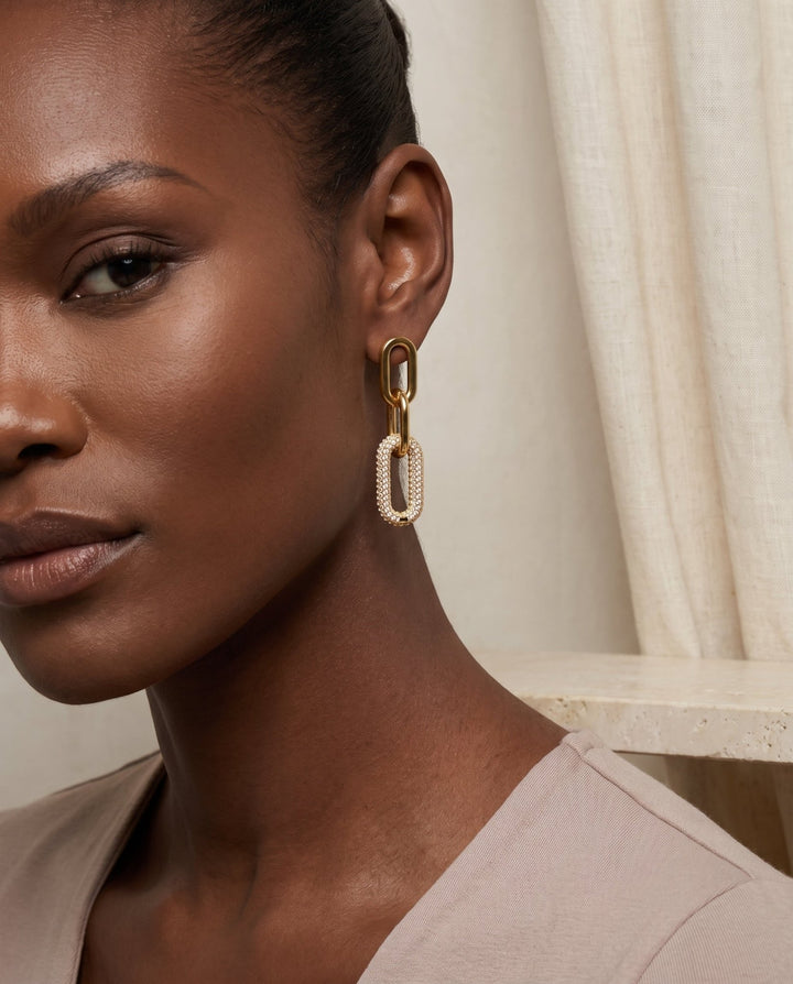 Gold Link Earrings - iceandgold