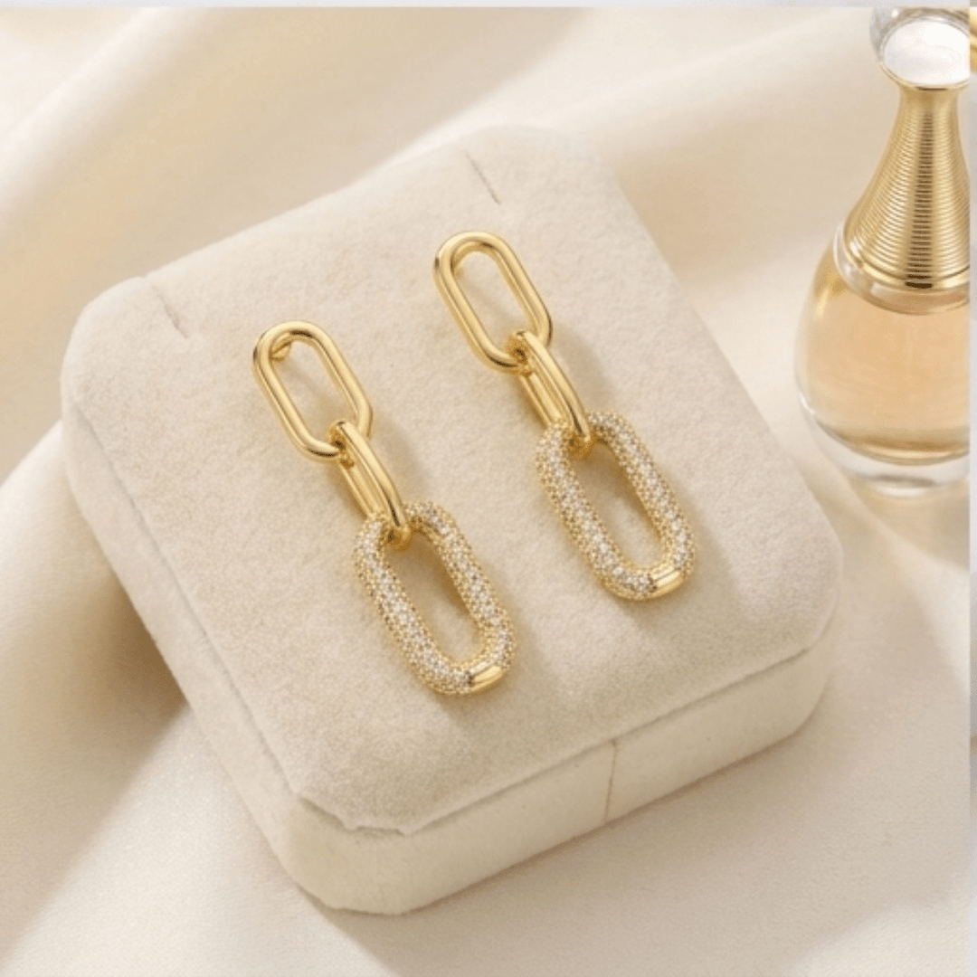 Gold Link Earrings - iceandgold
