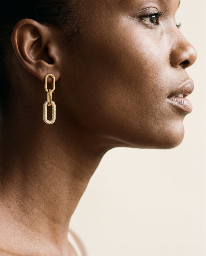 Gold Link Earrings - iceandgold