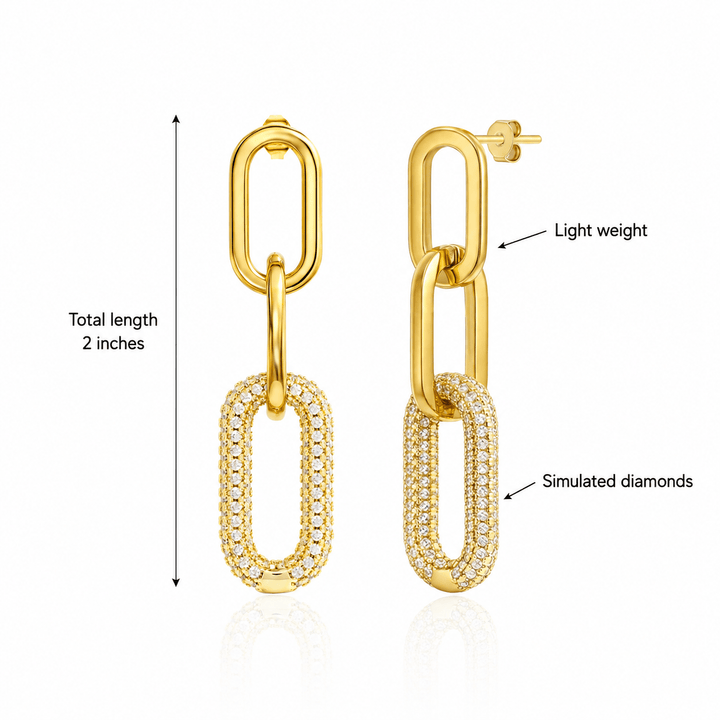 Gold Link Earrings - iceandgold