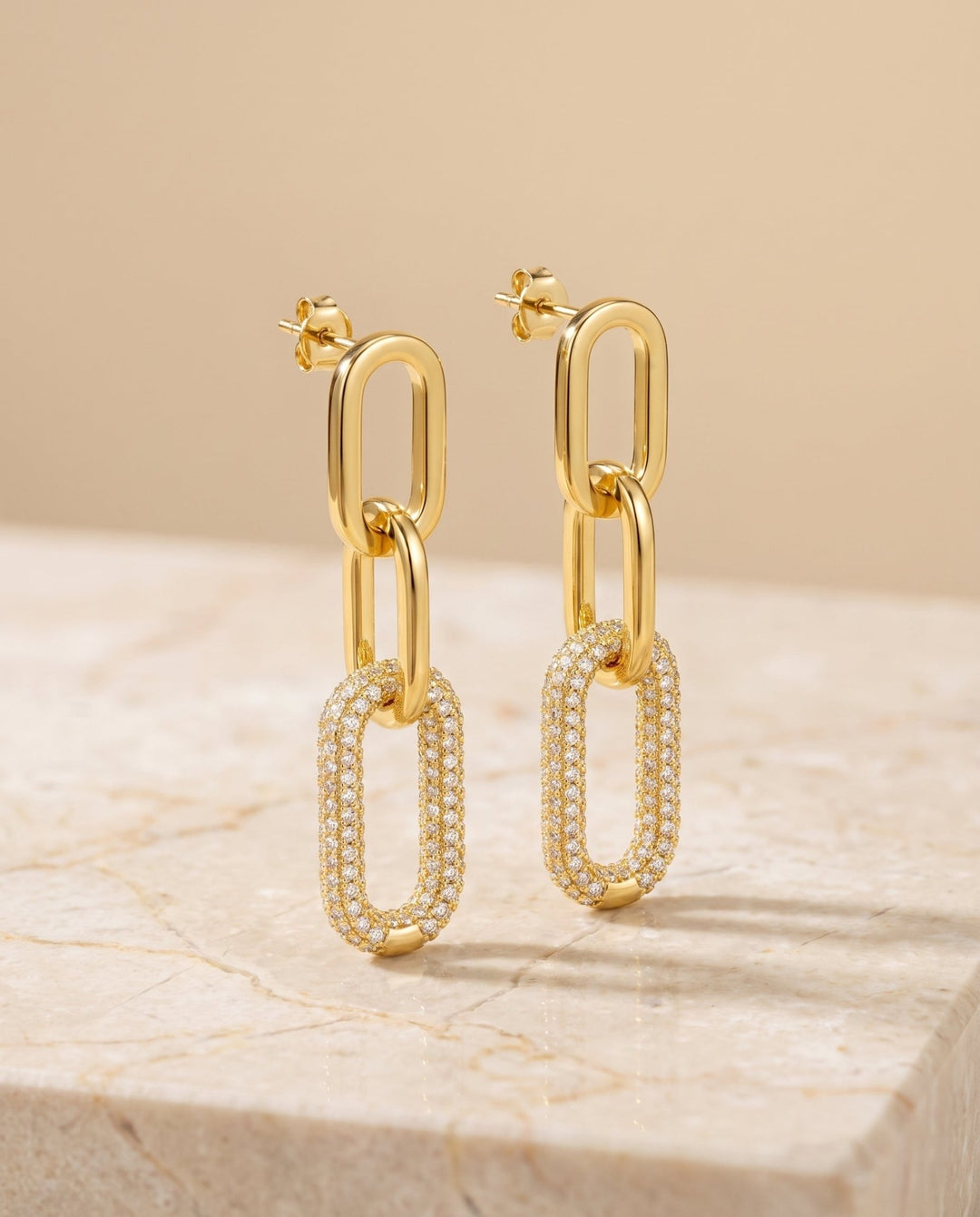 Gold Link Earrings - iceandgold