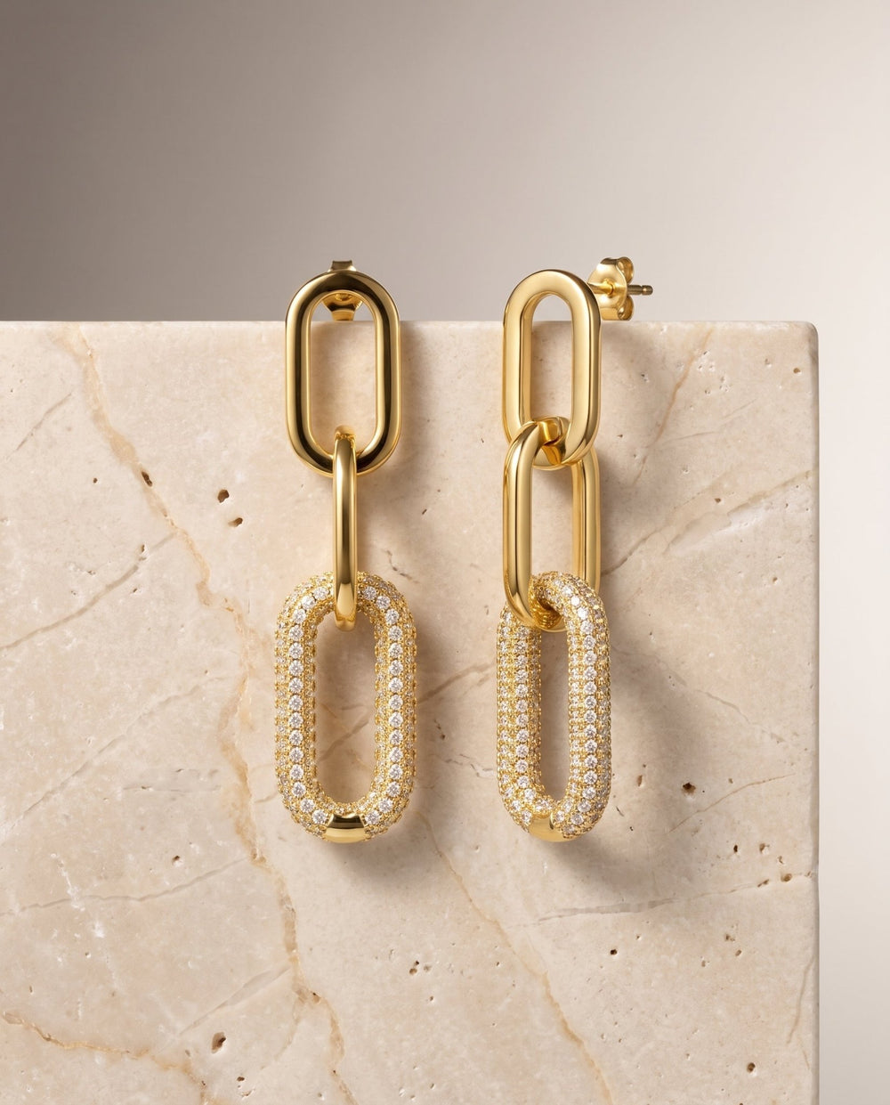 Gold Link Earrings - iceandgold