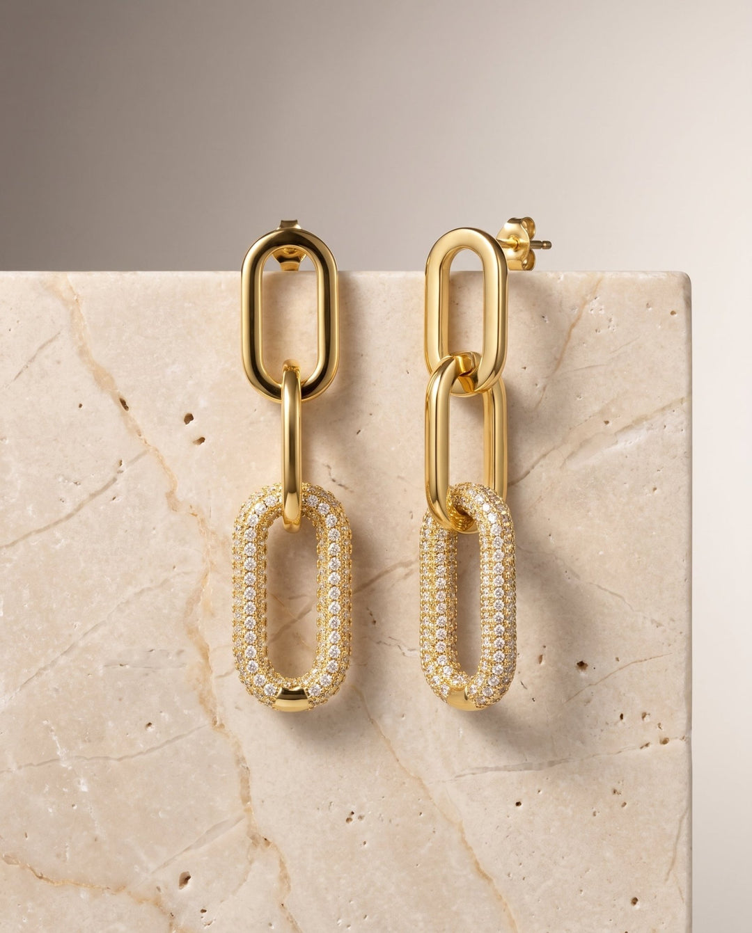 Gold Link Earrings - iceandgold