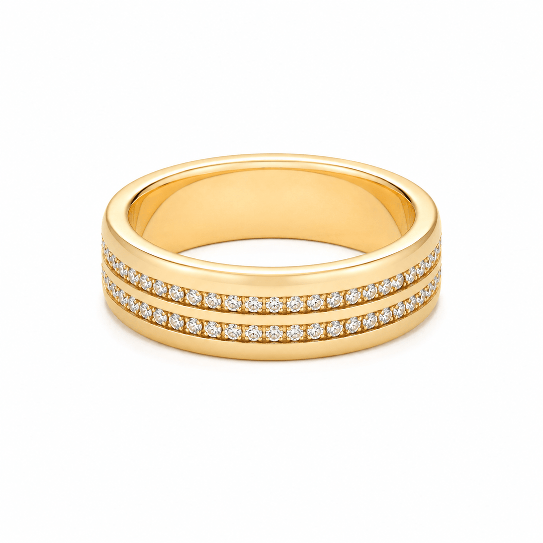 Gold Ring with Two Layer Stones - iceandgold