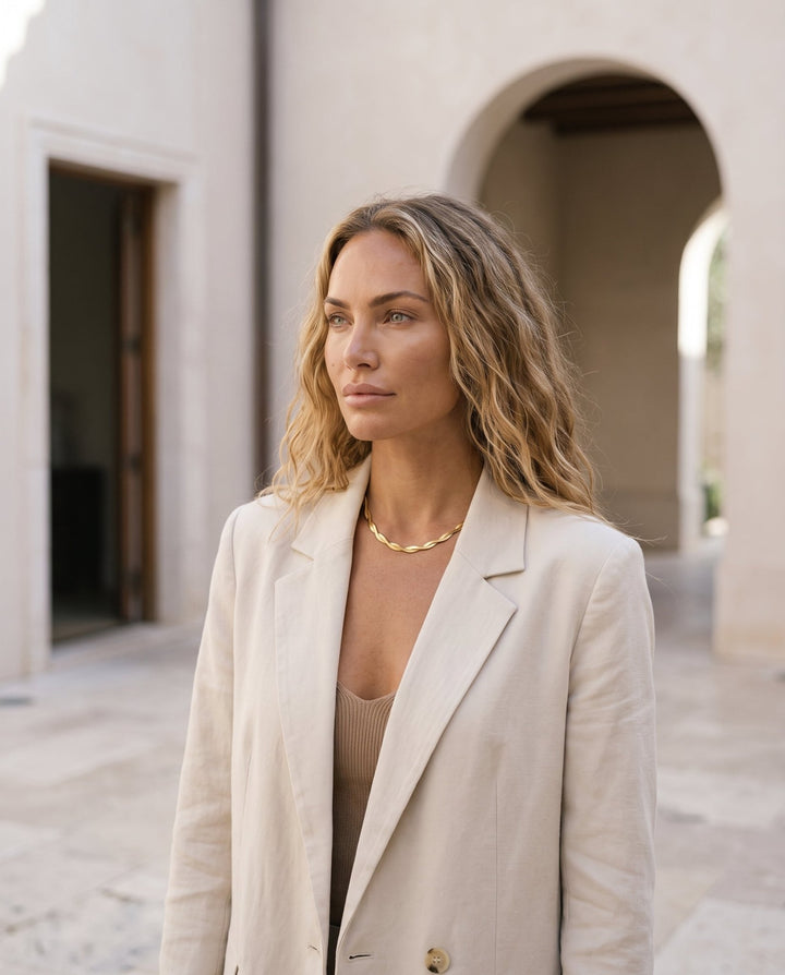 Gold Twisted Herringbone Necklace - iceandgold